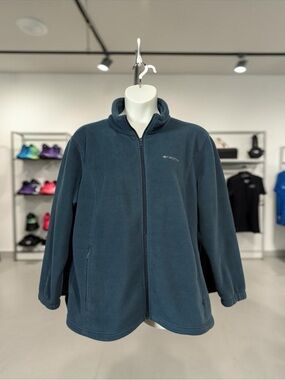 Columbia Plus Size 3X Fleece Jacket Full Zip Teal Blue Soft Warm Outdoor